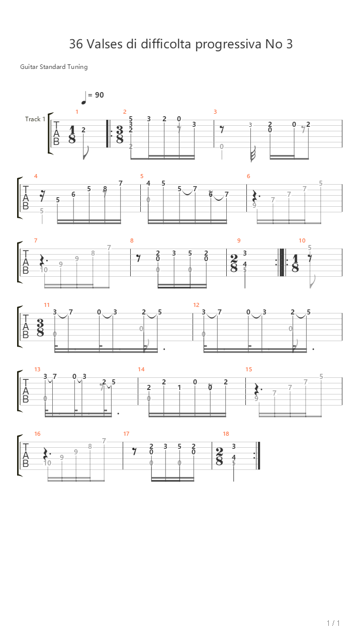 Waltz No 3 From 36 Valses Di Difficolta Progressiva吉他谱