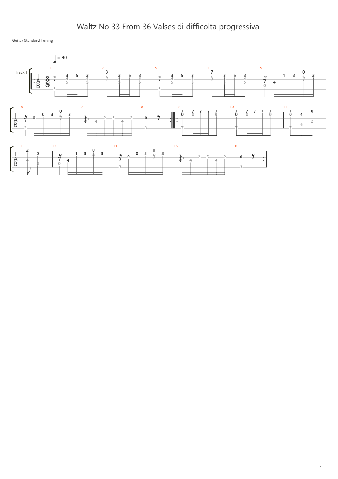 Waltz No 33 From 36 Valses Di Difficolta Progressiva吉他谱