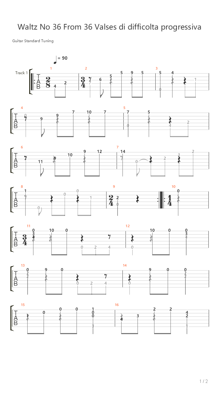 Waltz No 36 From 36 Valses Di Difficolta Progressiva吉他谱