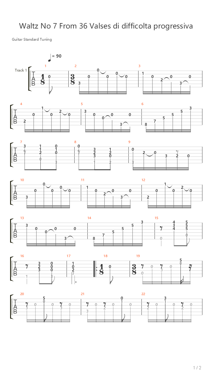 Waltz No 7 From 36 Valses Di Difficolta Progressiva吉他谱