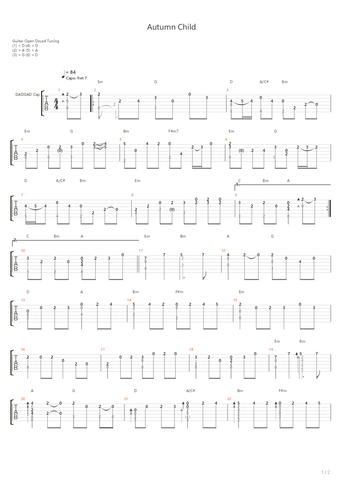 Autumn Child吉他谱