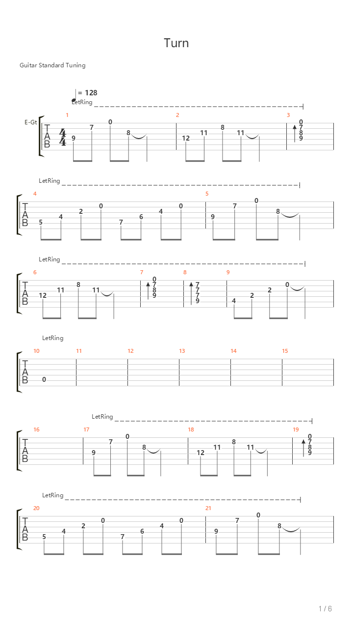 Turn吉他谱