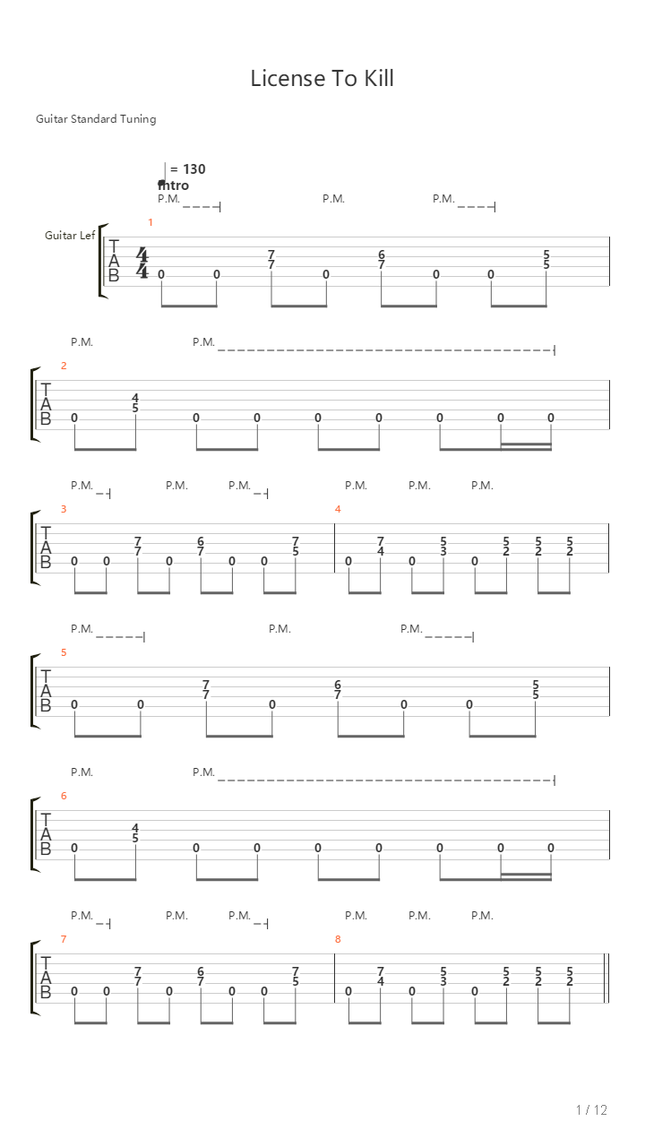 License To Kill吉他谱