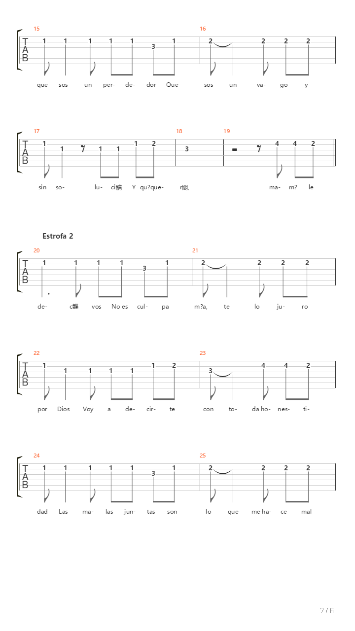 Malas Juntas吉他谱