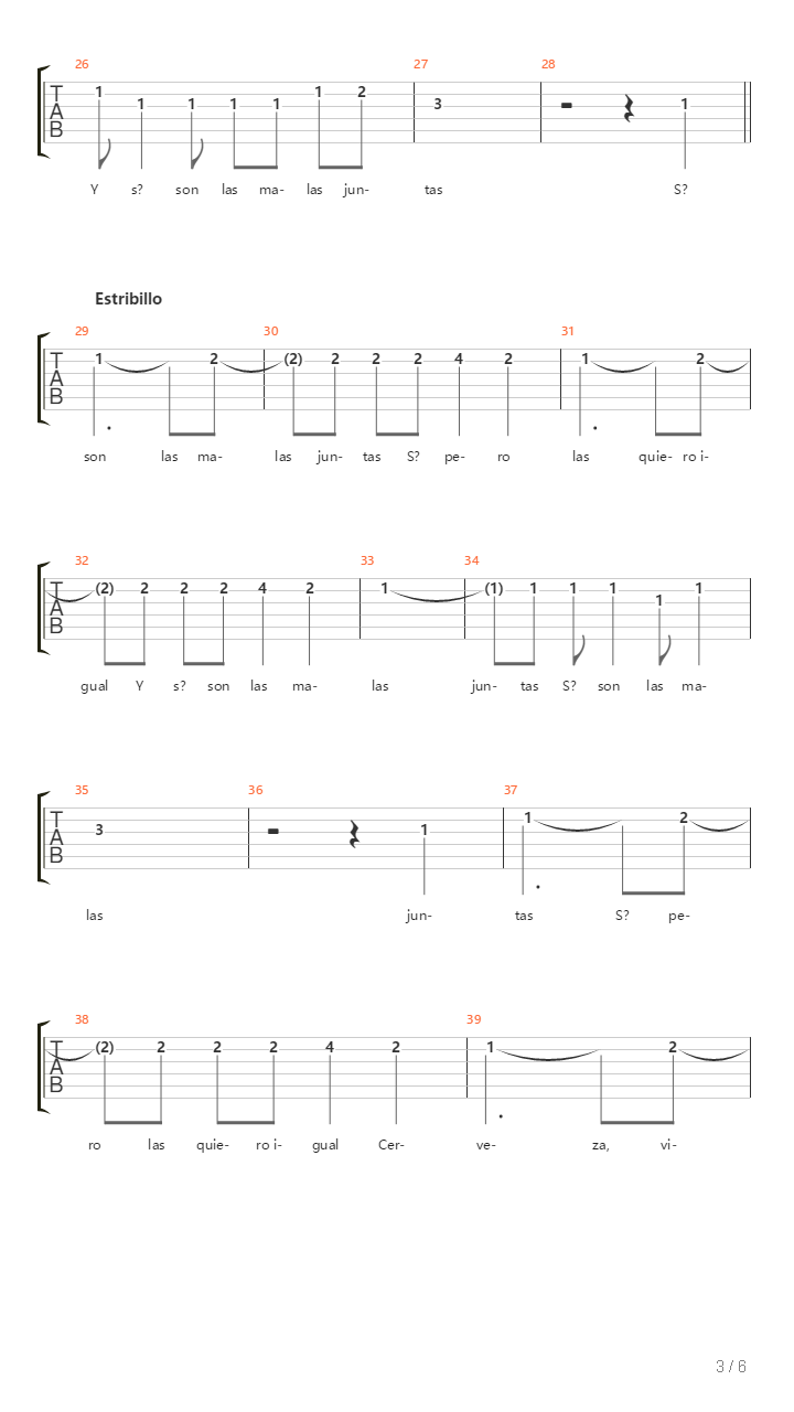 Malas Juntas吉他谱