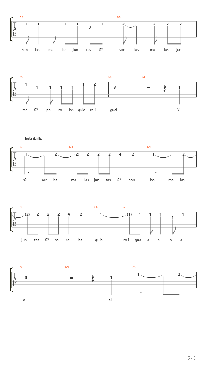 Malas Juntas吉他谱