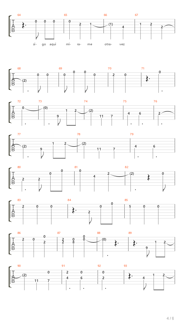 Mirame Otra Vez吉他谱