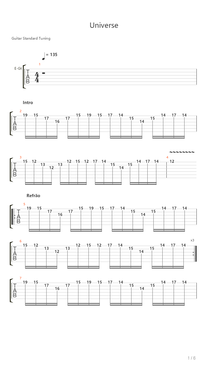 Universe吉他谱