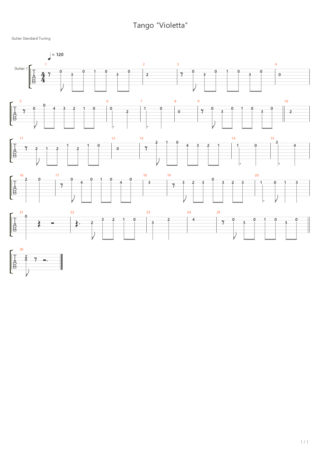 Tango Violetta吉他谱