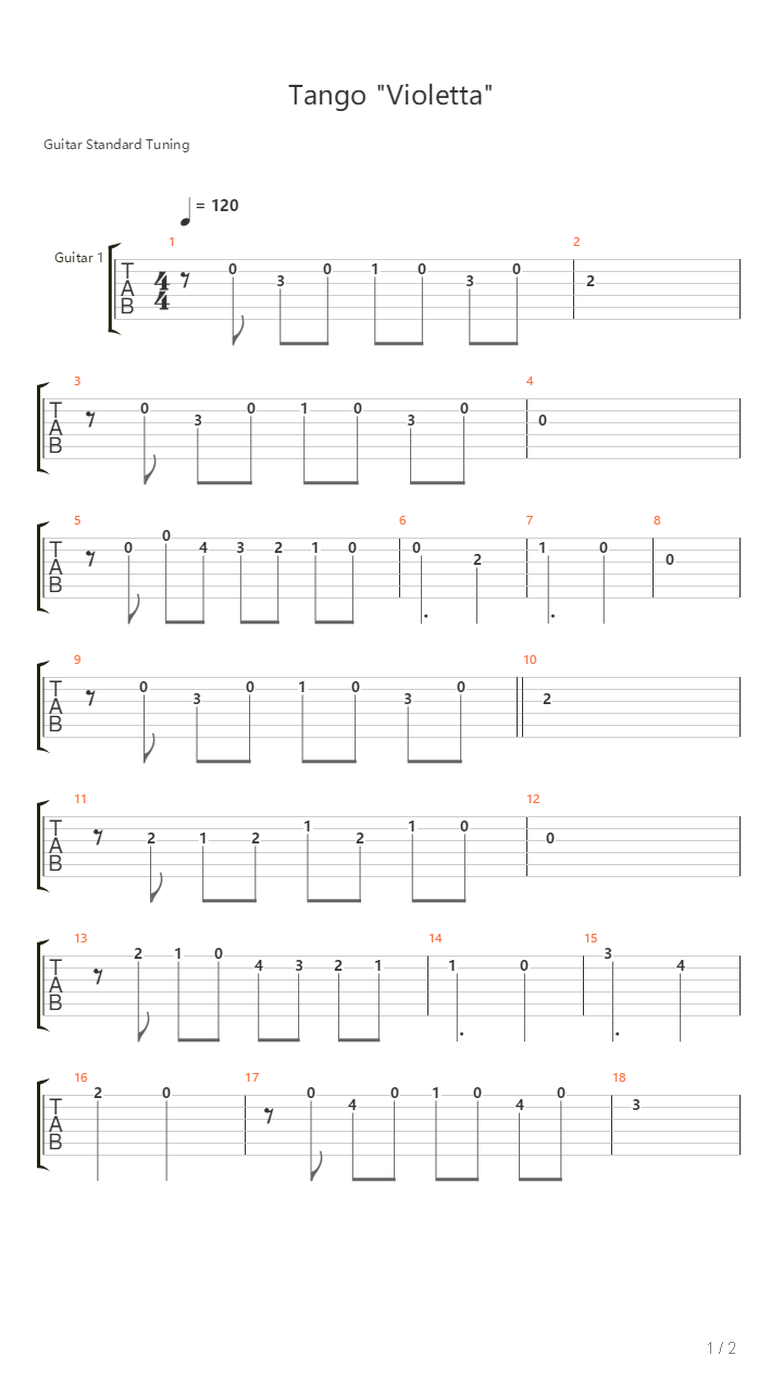 Tango Violetta吉他谱