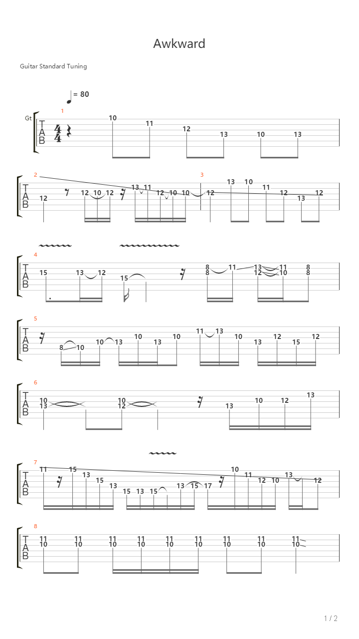 Awkward吉他谱