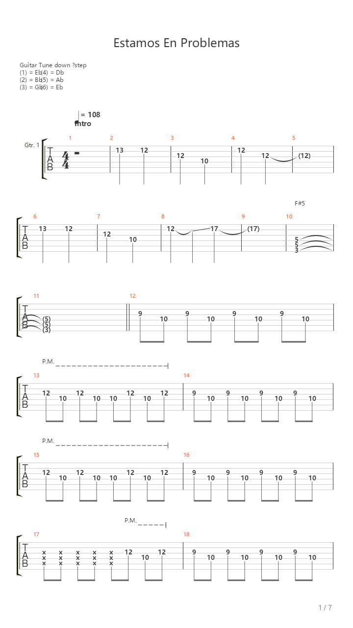 Estamos En Problemas吉他谱