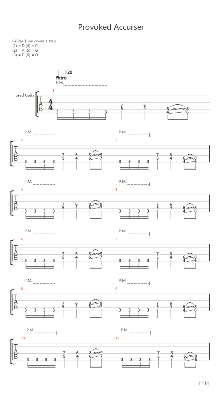 Provoked Accurser吉他谱