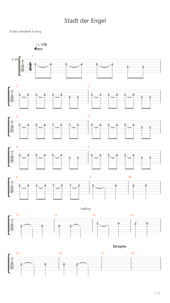 Stadt Der Engel吉他谱