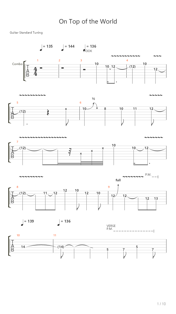 On Top Of The World吉他谱