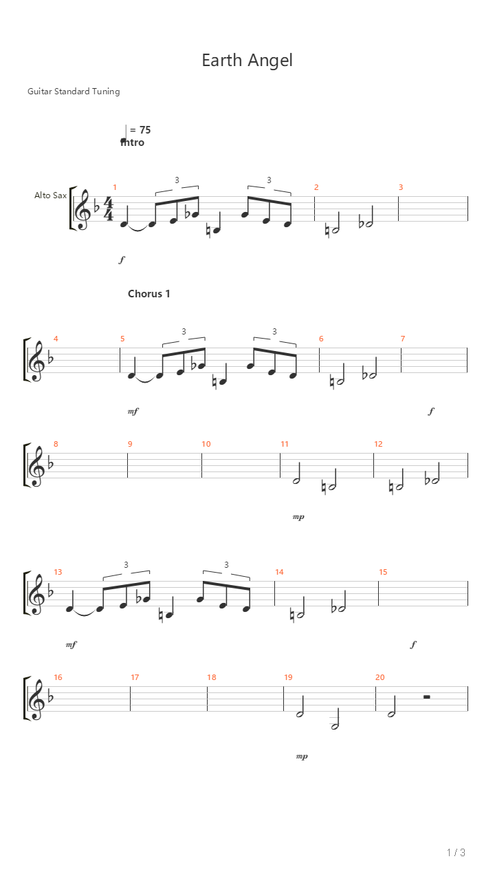 Earth Angel吉他谱