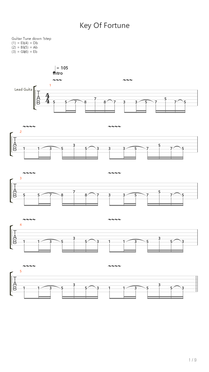 Key Of Fortune吉他谱