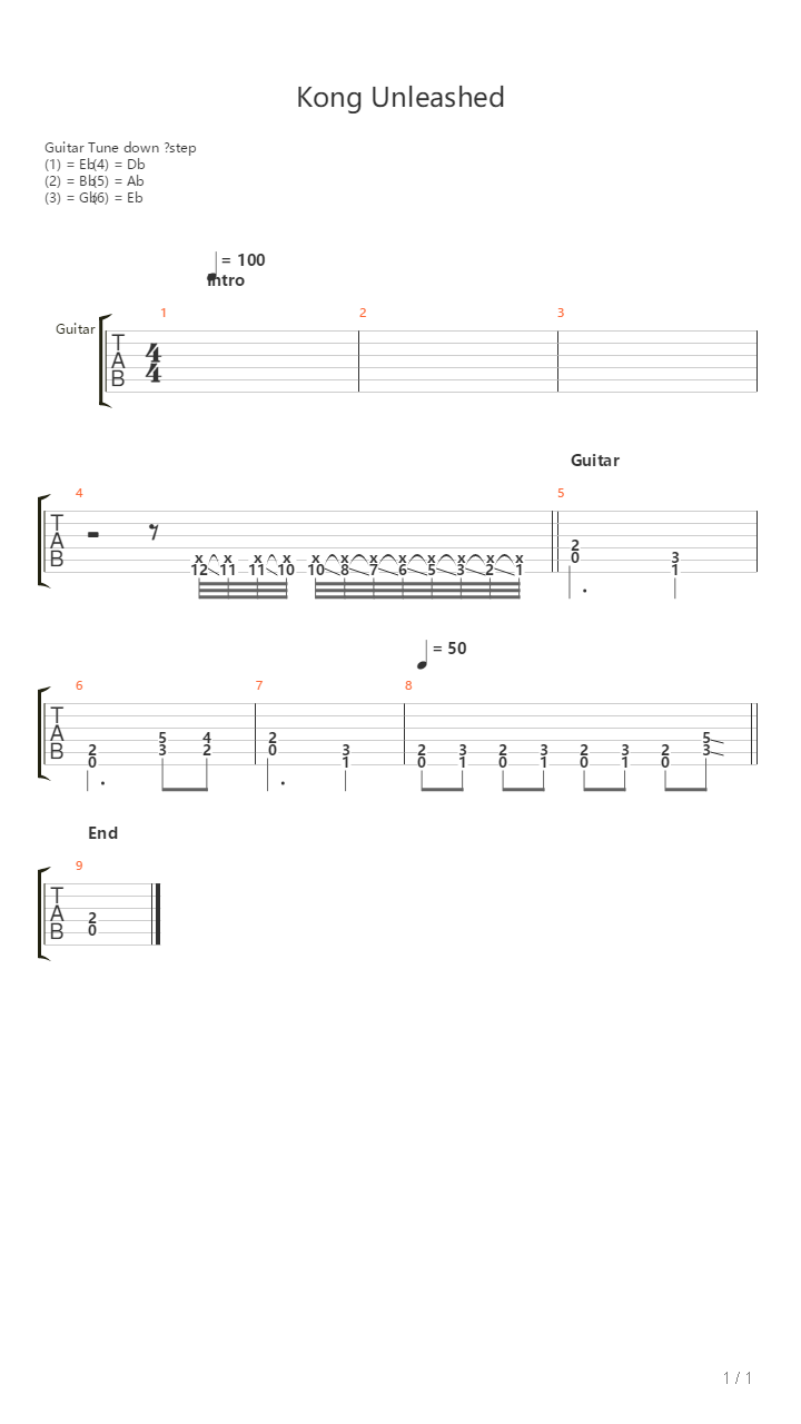 Kong Unleashed吉他谱