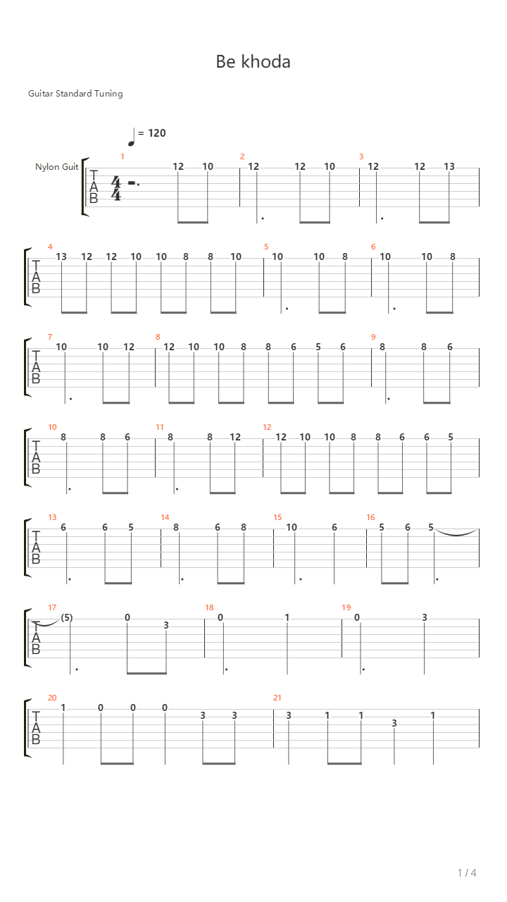 Be Khoda吉他谱