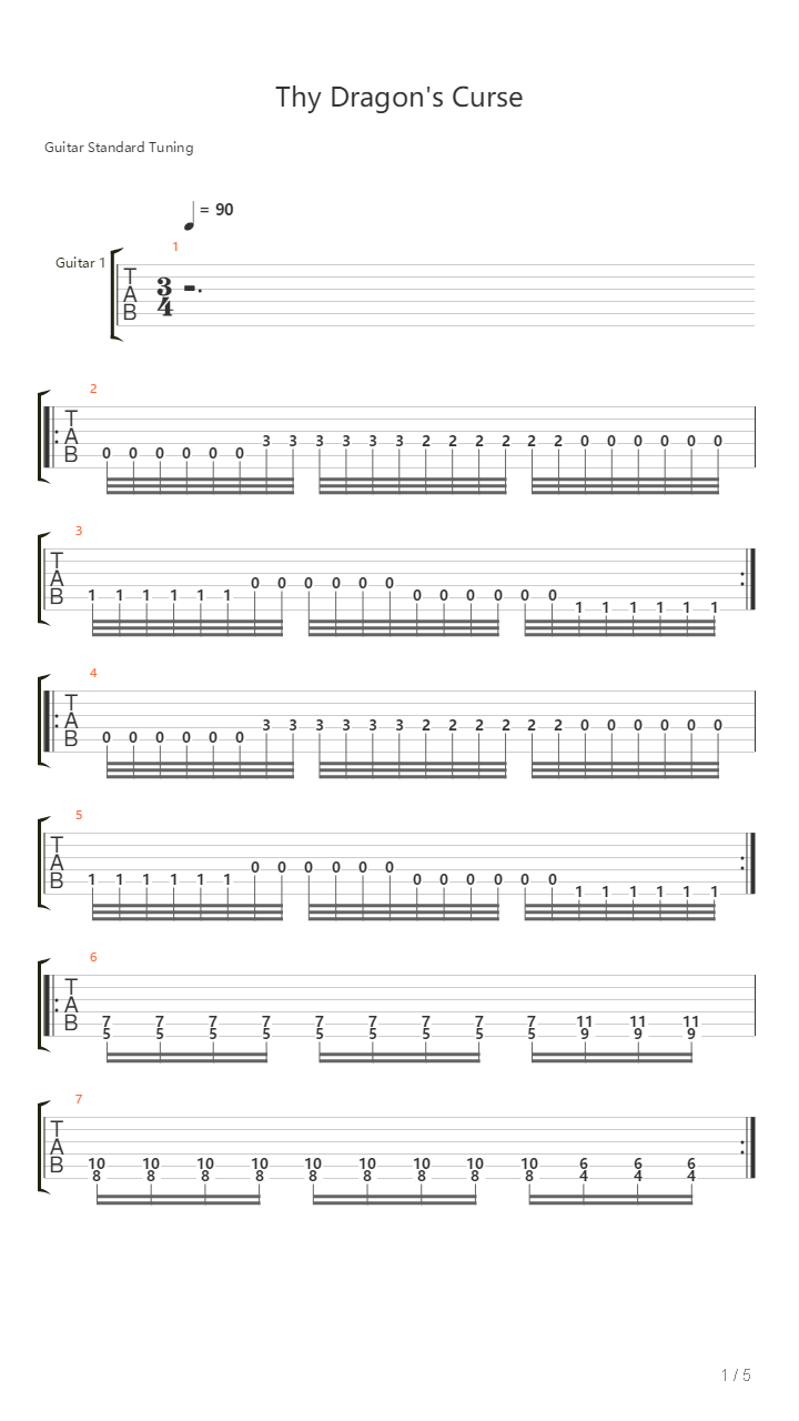 Thy Dragons Curse吉他谱