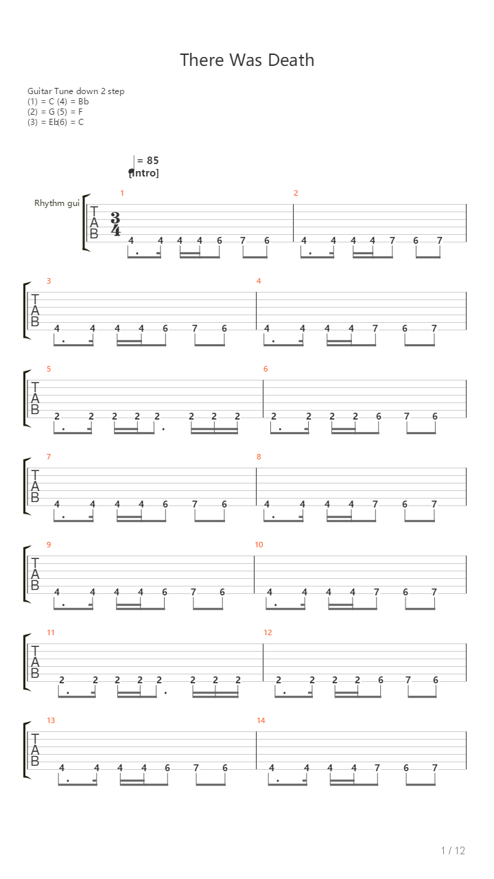 There Was Death吉他谱