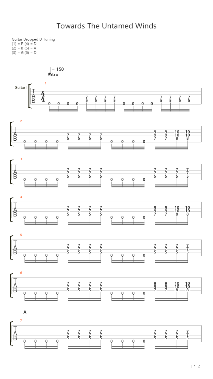Towards The Untamed Winds吉他谱