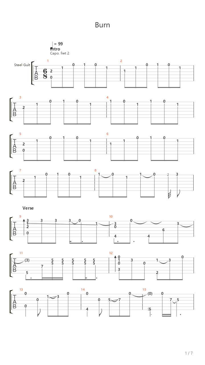 Burn吉他谱