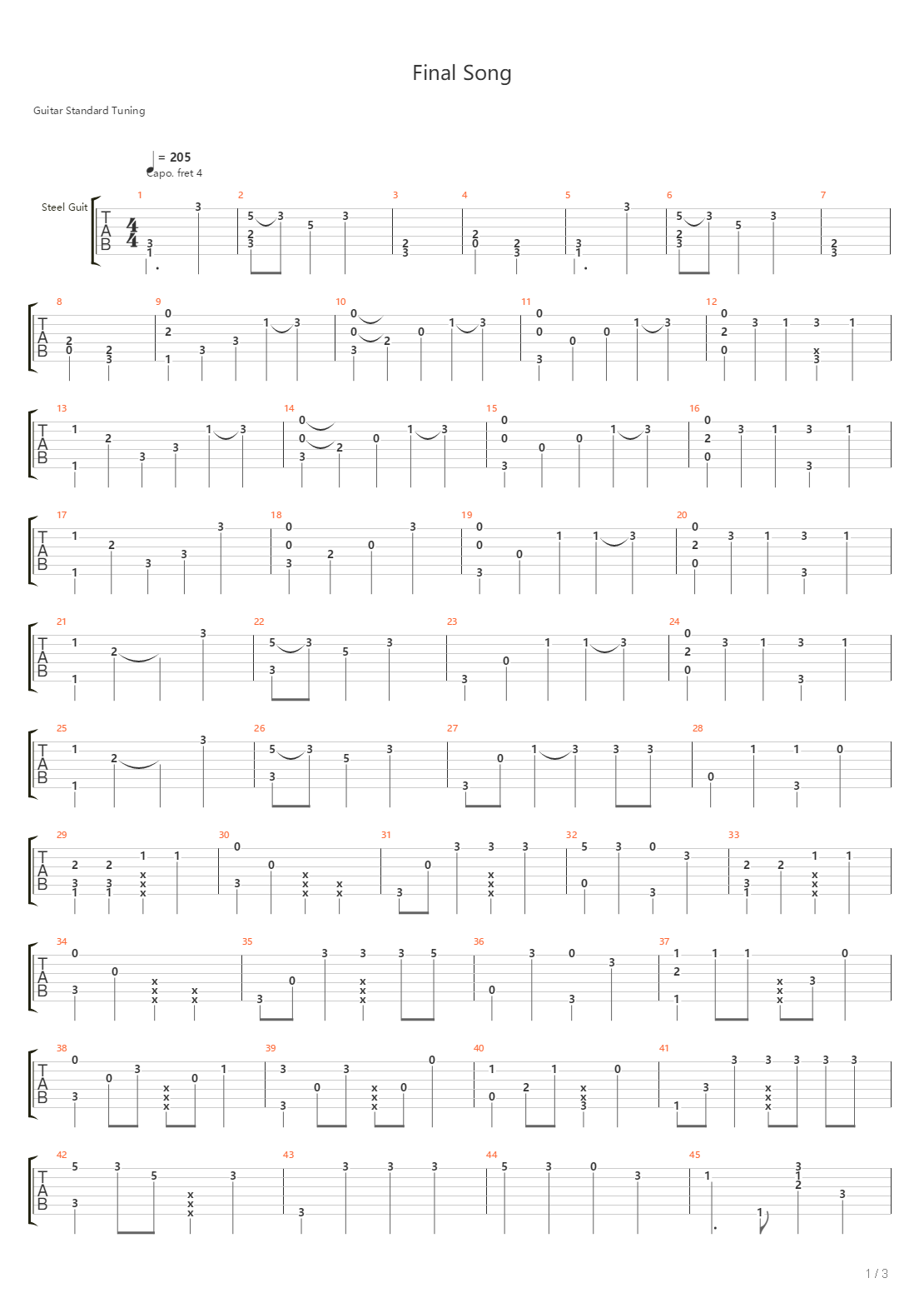 Final Song吉他谱