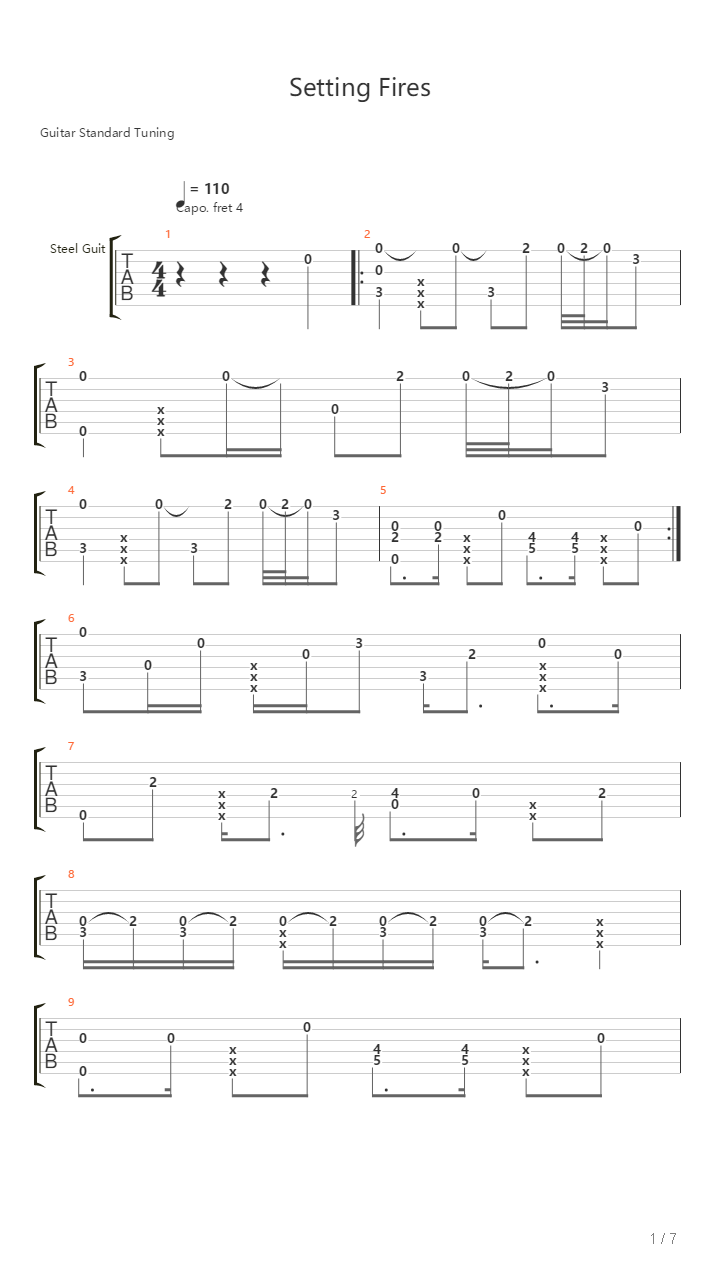 Setting Fires吉他谱