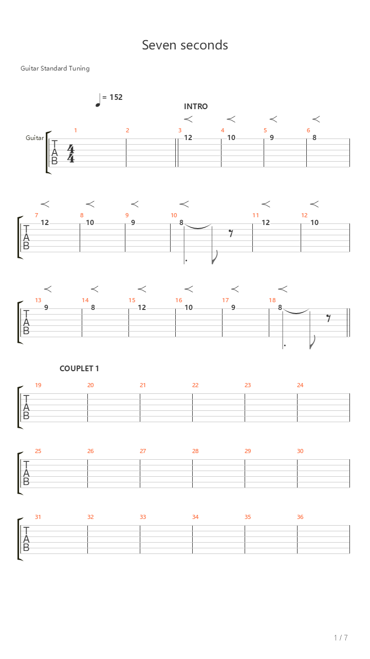 7 Seconds吉他谱