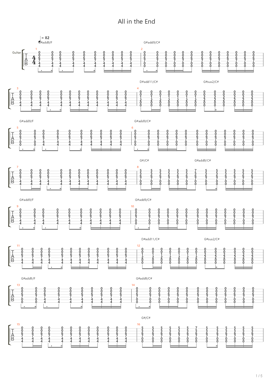 All In The End吉他谱