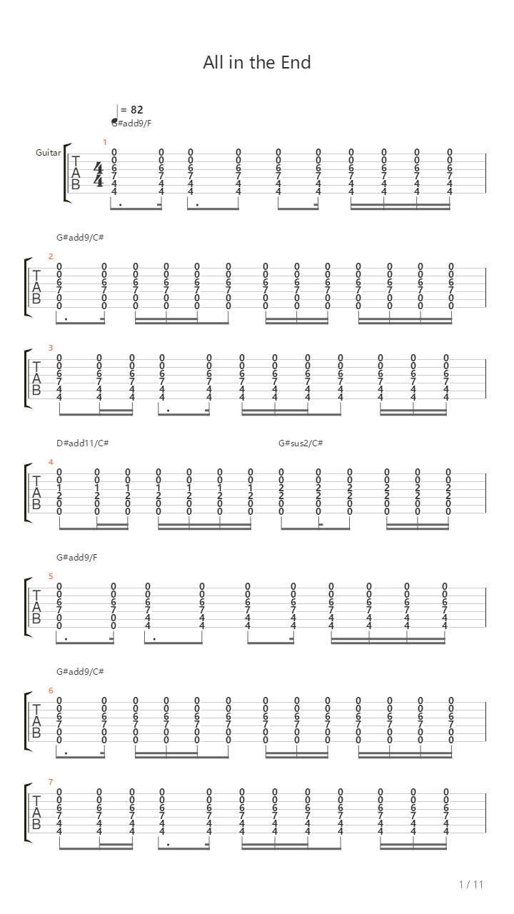 All In The End吉他谱