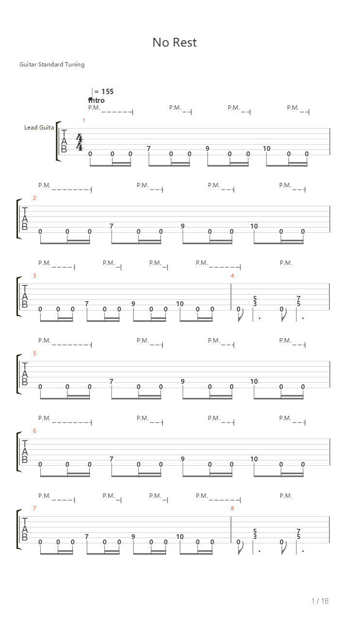 No Rest吉他谱