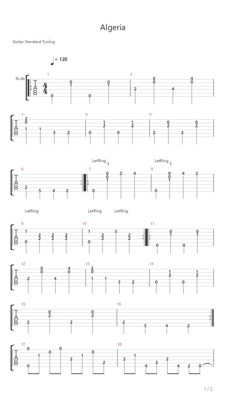 Algeria吉他谱