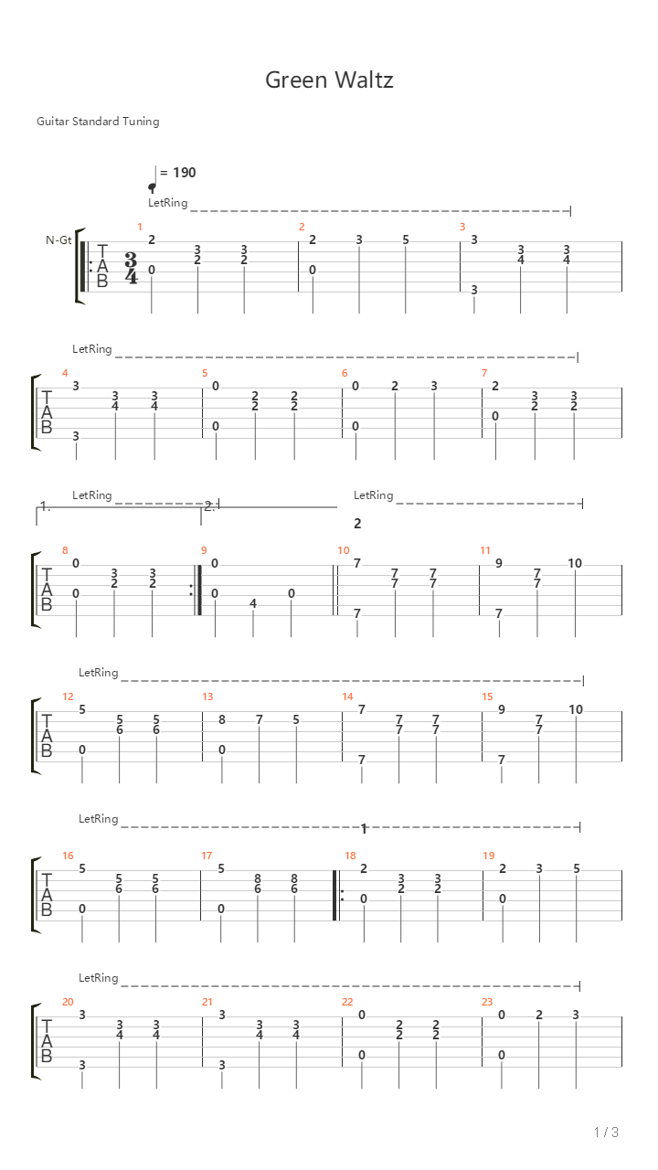 Green Waltz吉他谱