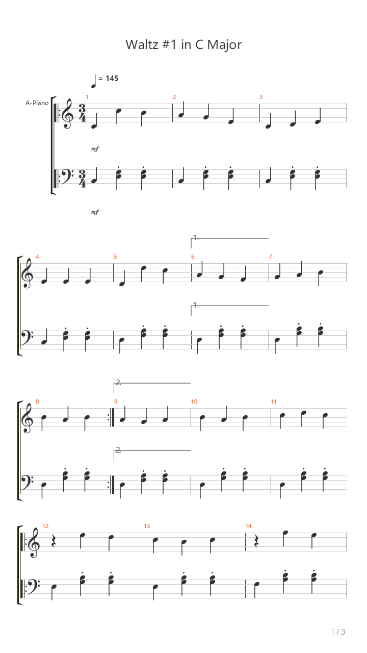 Waltz 1 In C Major吉他谱