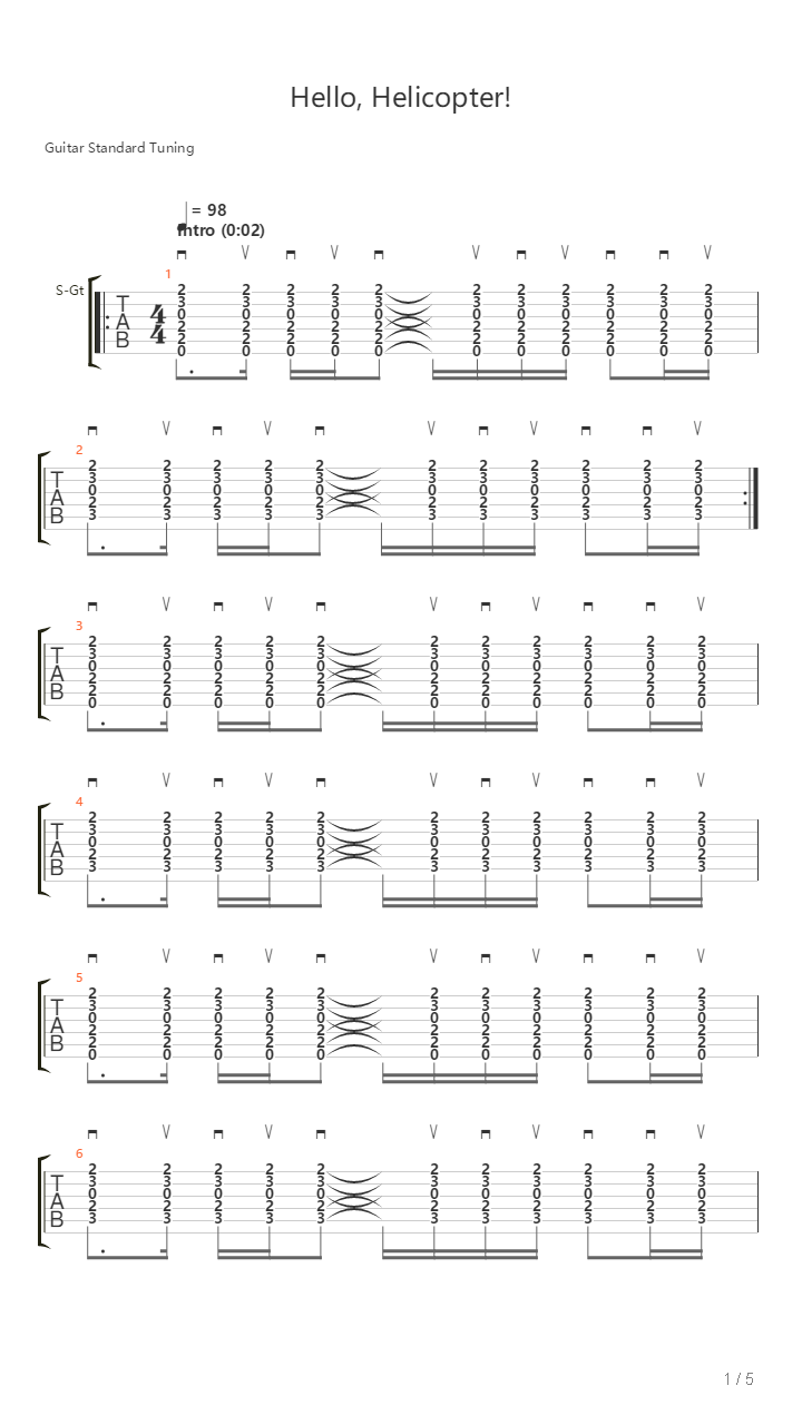 Hello Hellicopter吉他谱