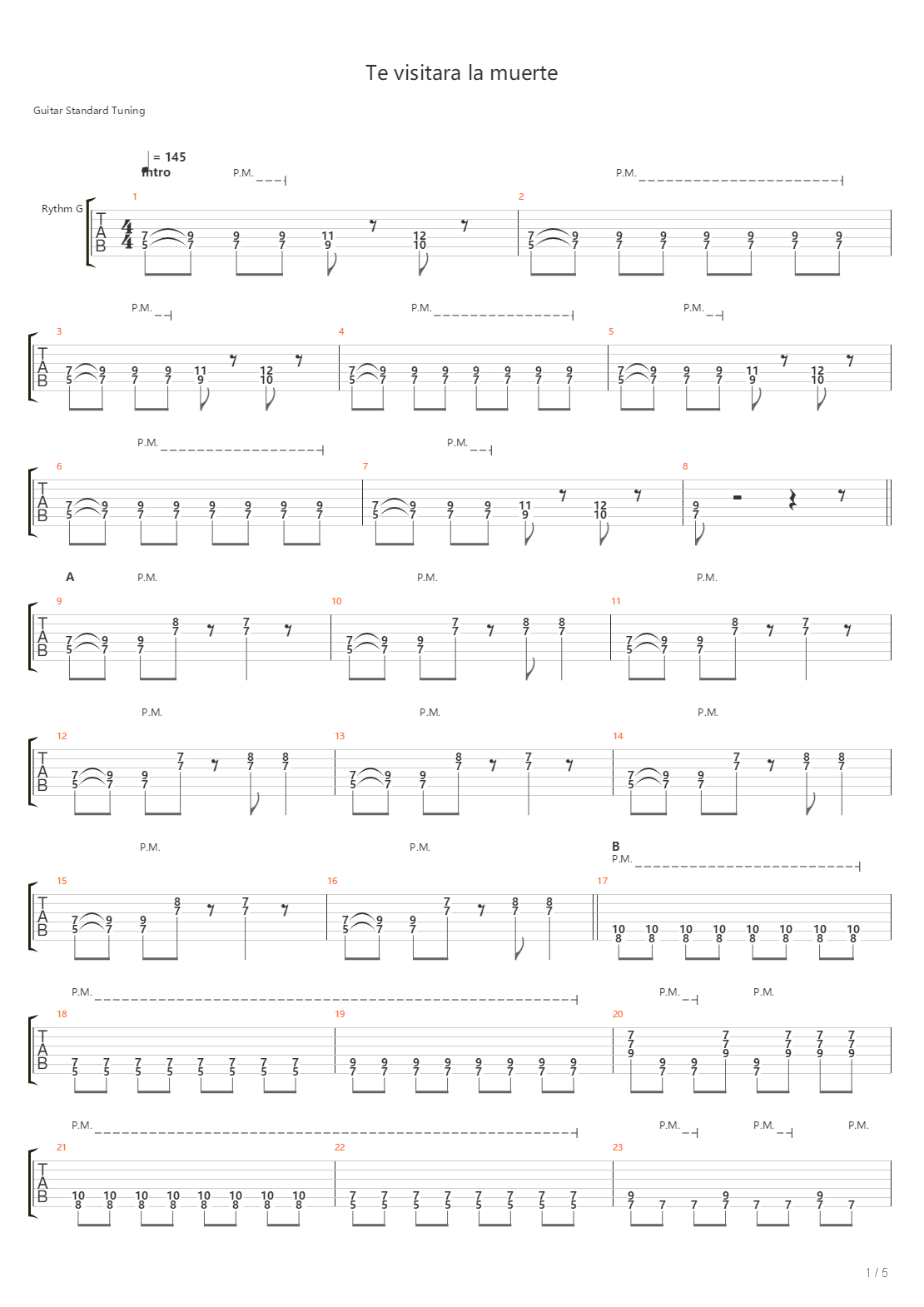 Te Visitara La Muerte吉他谱