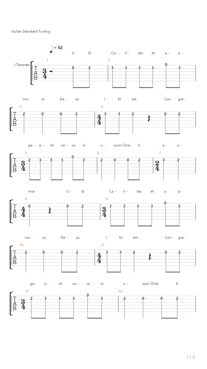 Ubi Caritas吉他谱