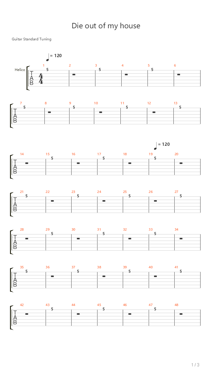 Die Out Of My House吉他谱