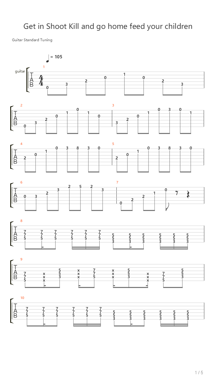 Get In Shoot Kill And Go Home Feed Your Children吉他谱