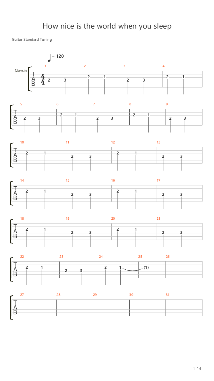How Nice Is The World When You Are Sleeping吉他谱