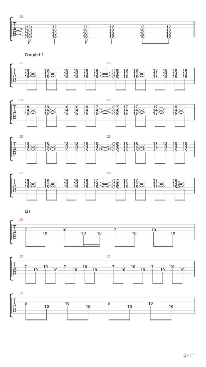 Running吉他谱