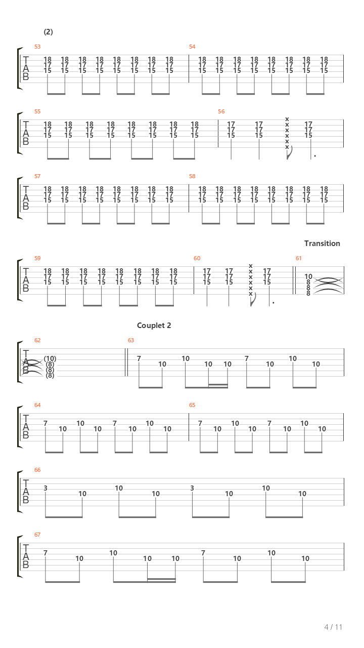 Running吉他谱