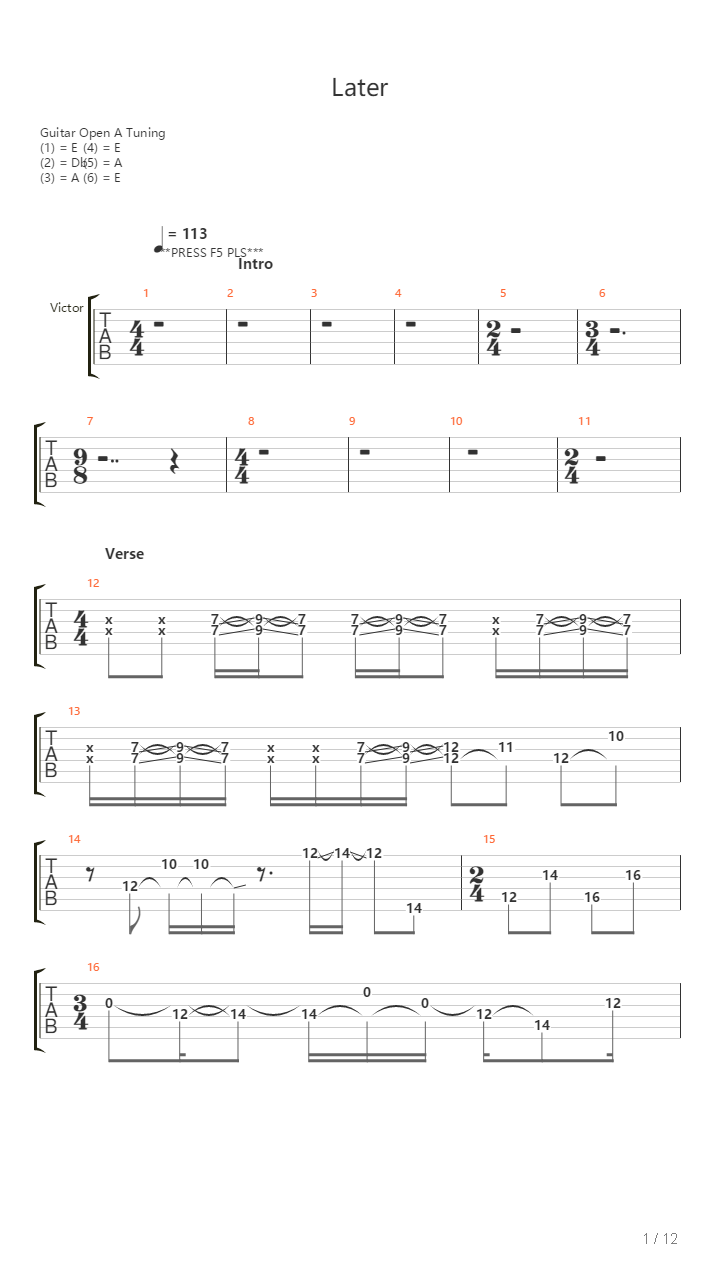 Later吉他谱