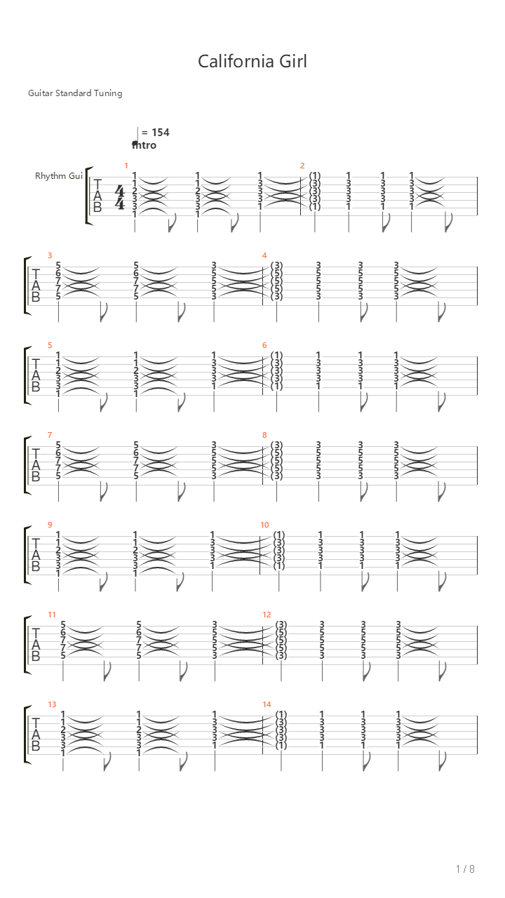 California Girl吉他谱