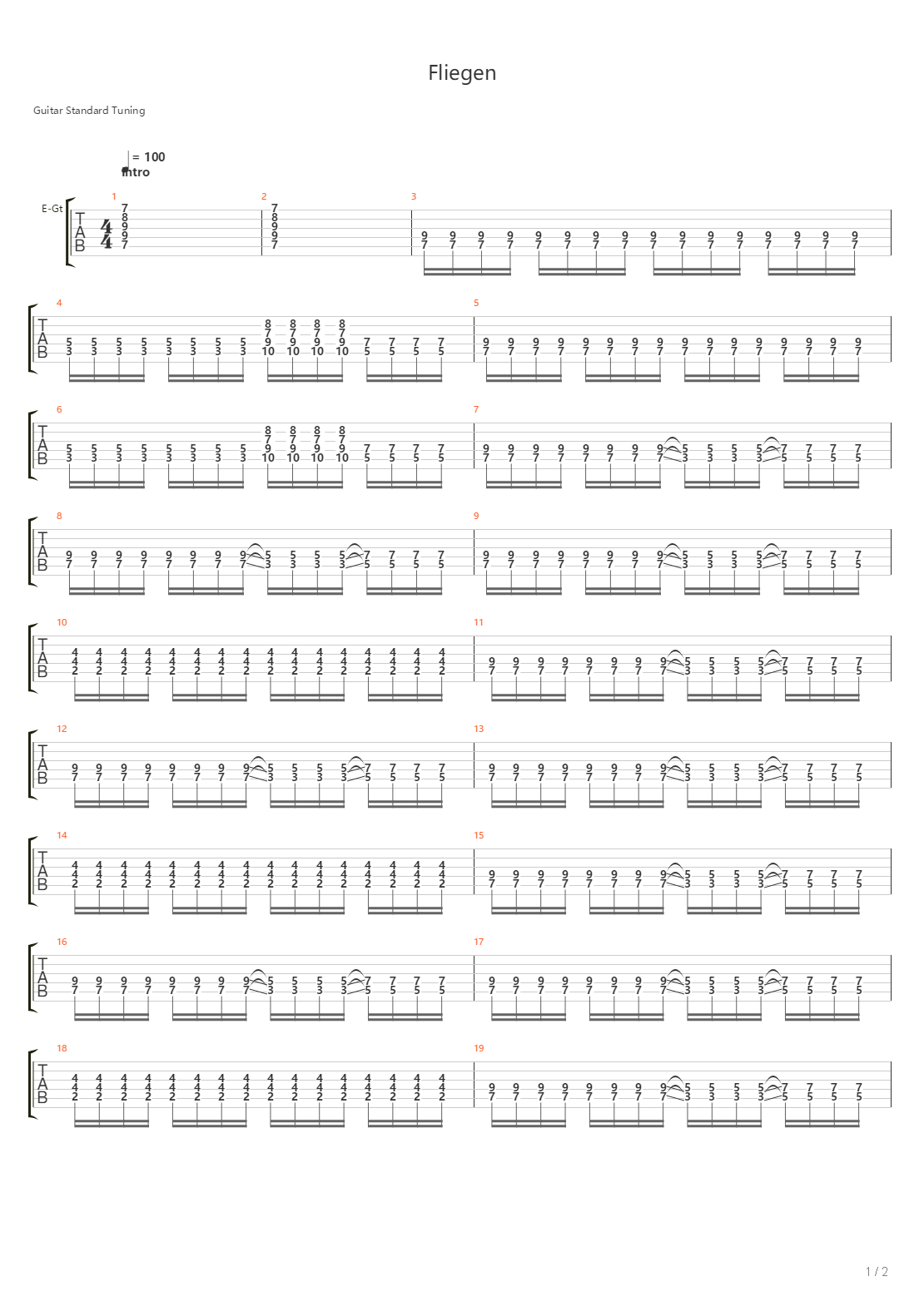 Fliegen吉他谱