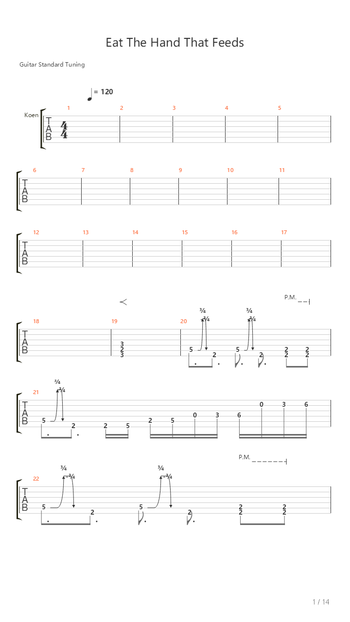 Eat The Hand That Feeds吉他谱