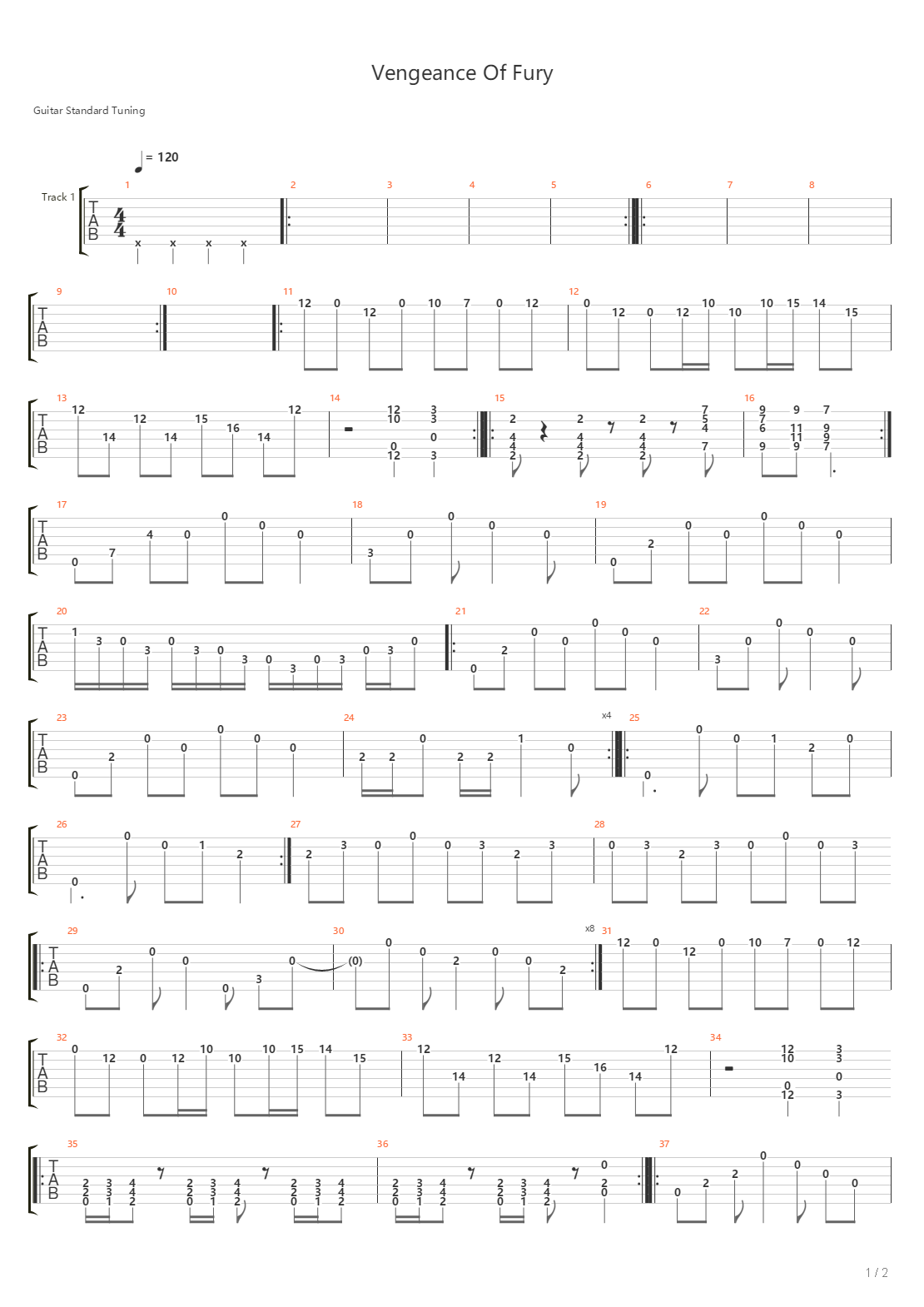 The Vengeance Of Fury吉他谱