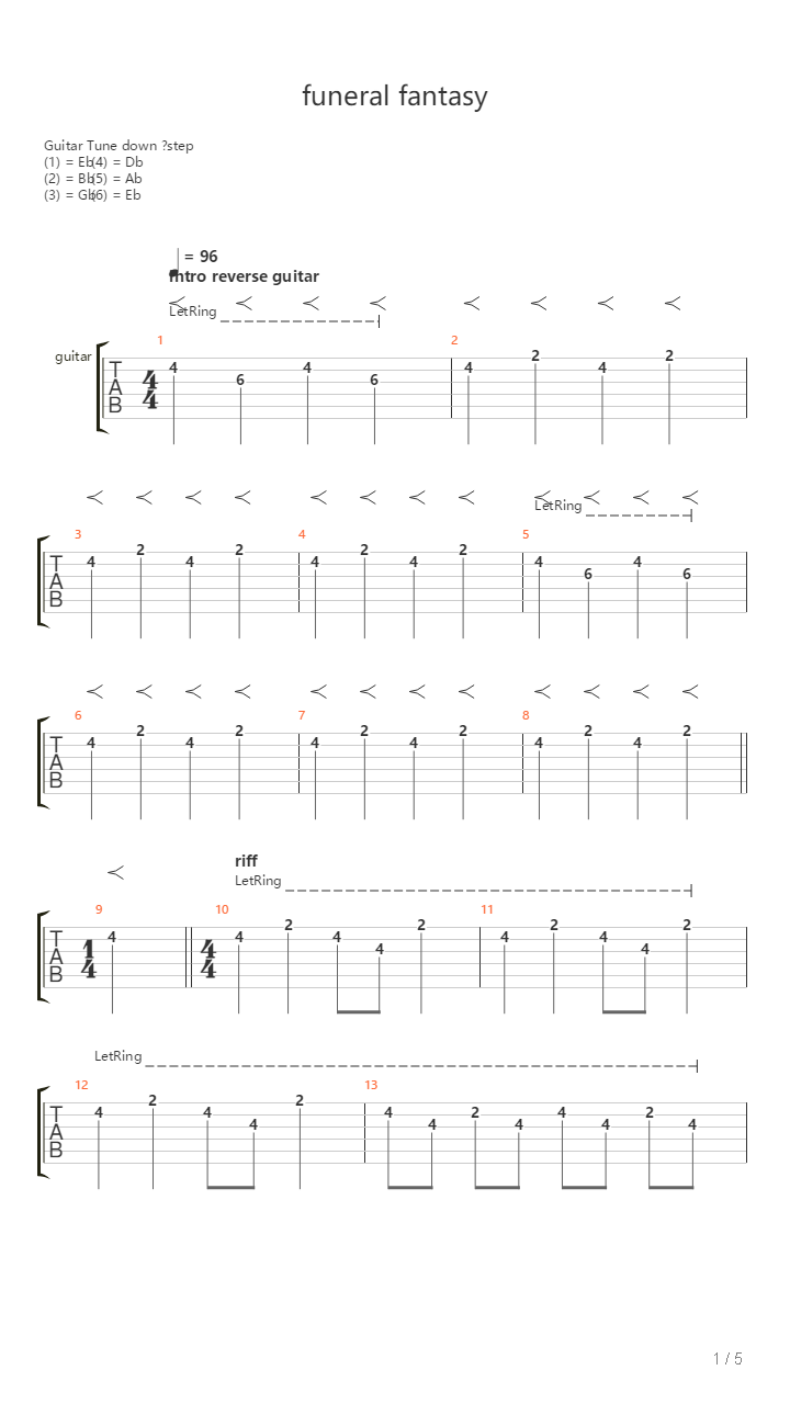 Funeral Fantasy吉他谱